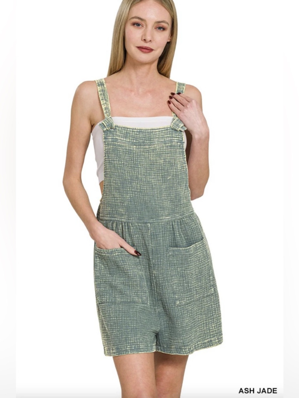 Zenana Women's Ash Jade Short Overalls - Ash Jade